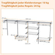 Öppen – garderob Utbyggbar DIY förvaringssystem – 122-244 cm – Grå