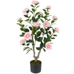 Konstgjord – träd med blommor konstväxt i kruka Kamelia – 90 cm – Rosa