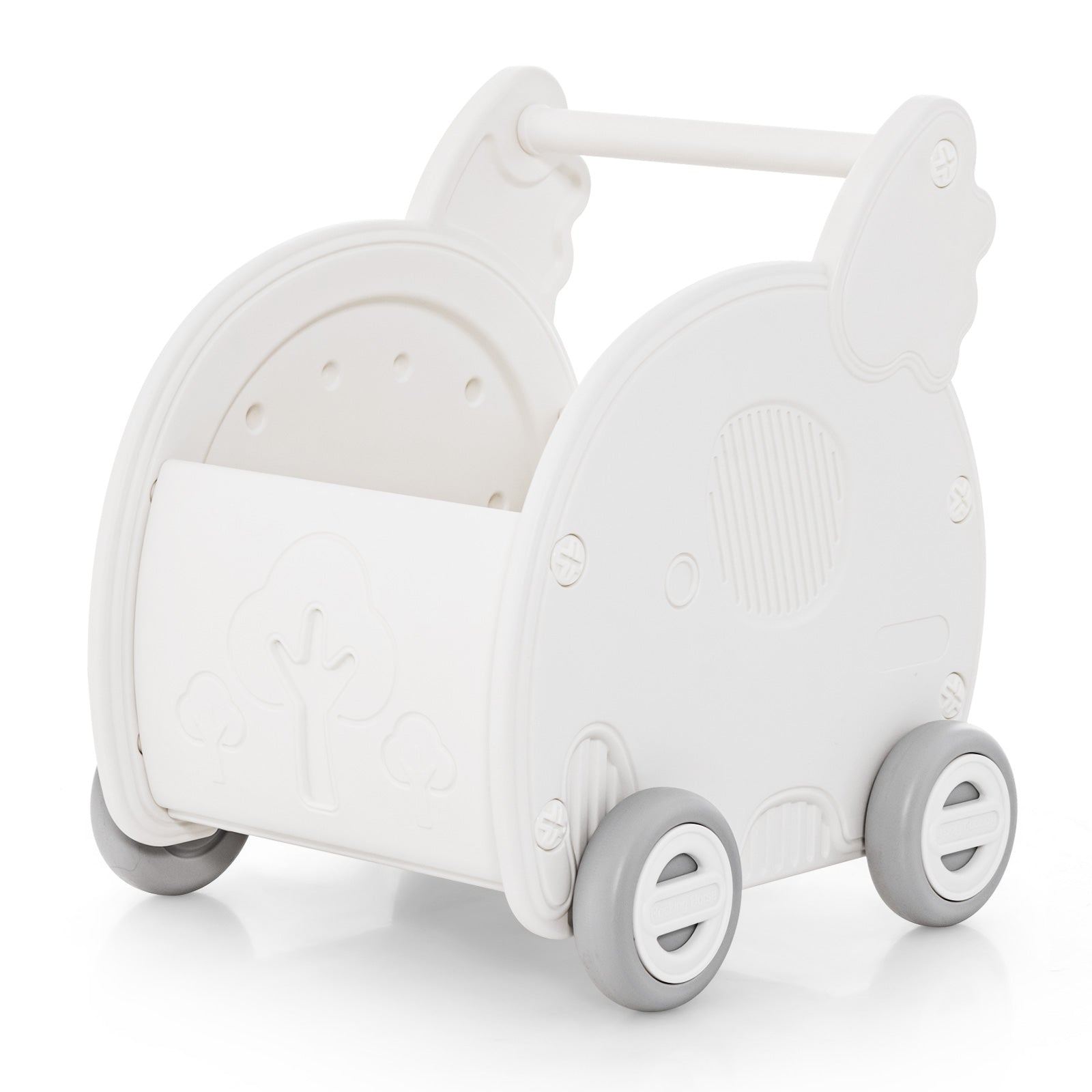 Baby – gåvagn hjälpmedel skjutleksak hjuls barnvagn i elefantform – 4 – Vit