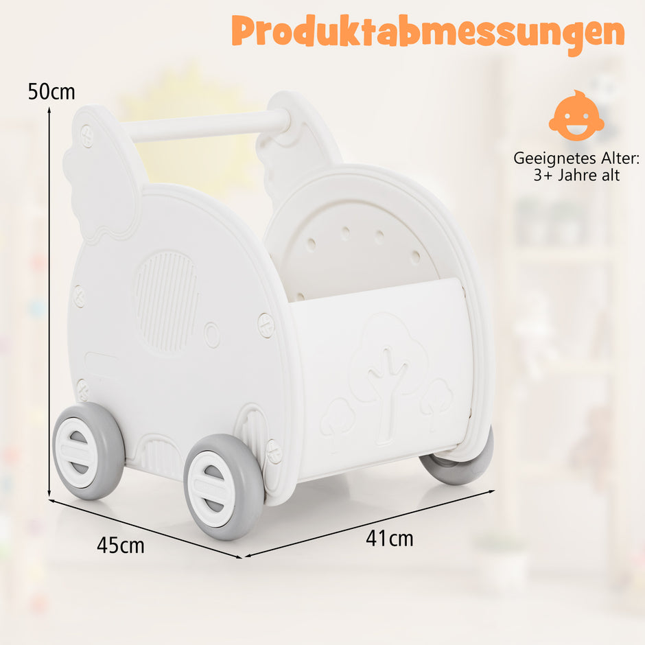 Baby – gåvagn hjälpmedel skjutleksak hjuls barnvagn i elefantform – 4 – Vit