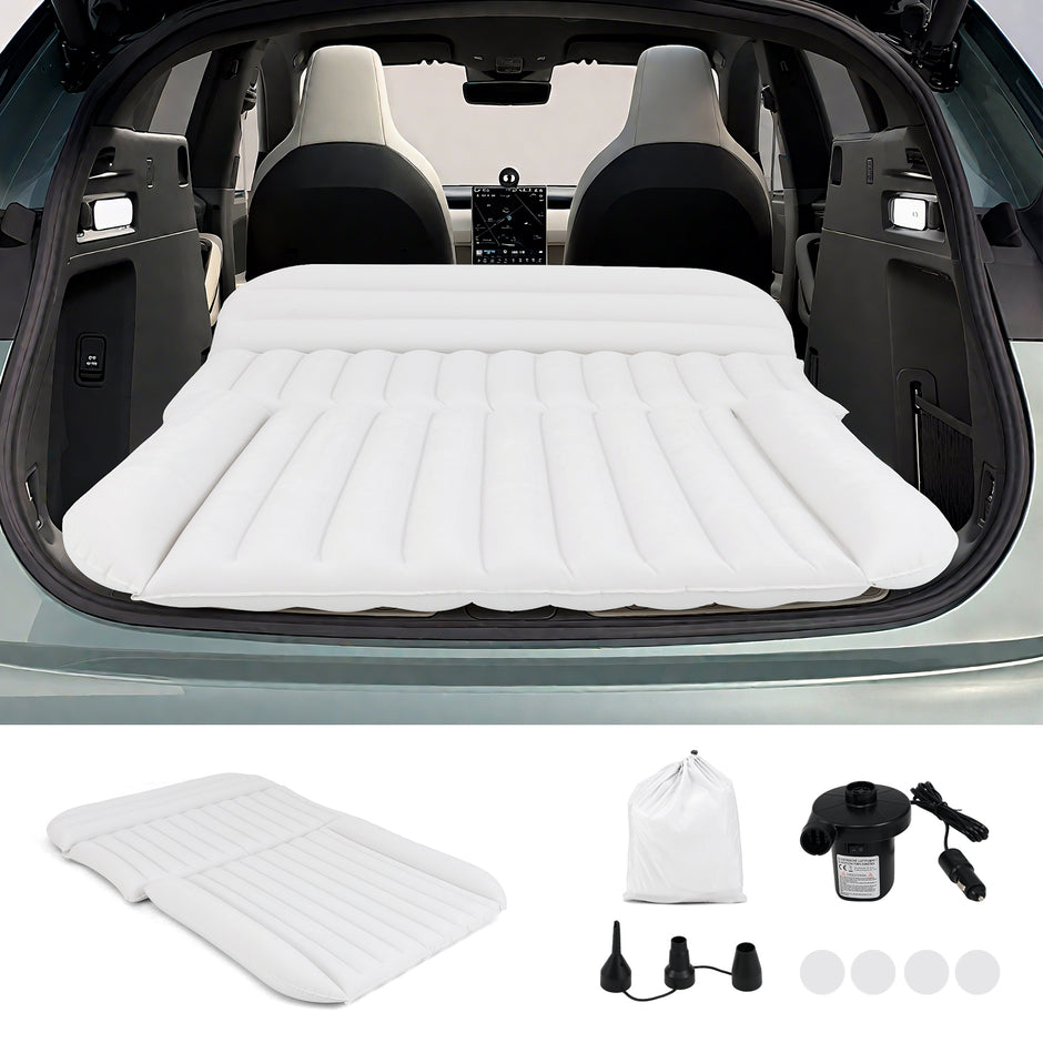 Bilmadrass – SUV luftmadrass dubbelsidig uppblåsbar luftsäng med luftpump – 190 x 130 cm – Beige