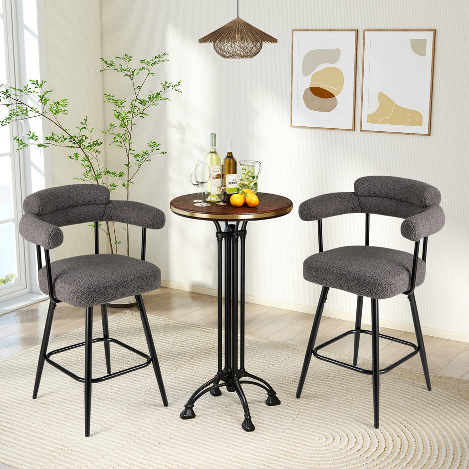 pack – Barstolar Polstret 360° Svängbar Sittpall Bistrostol – 2 – Grå