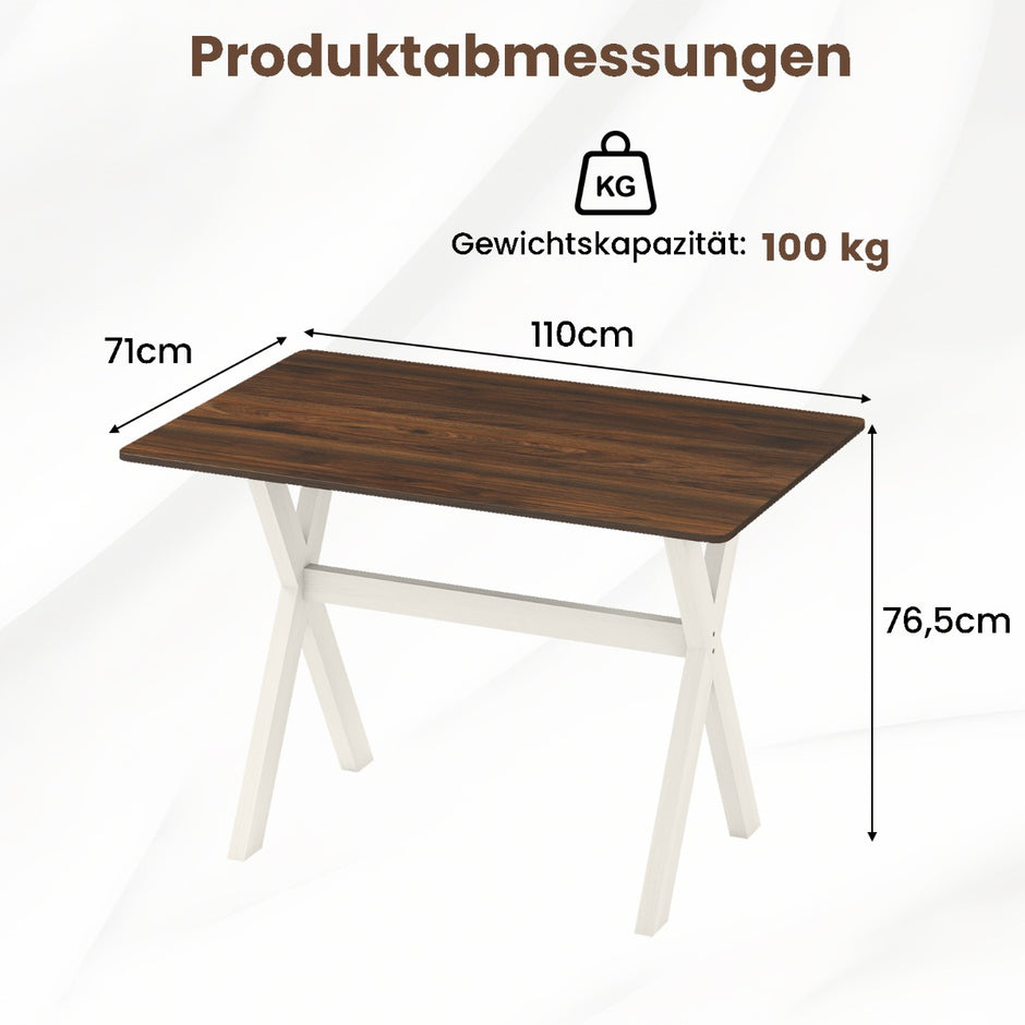 Matbord – Träbord med X formad ram för små utrymmen Accentbord trästruktur Bordsskiva Nöt – Valnöt