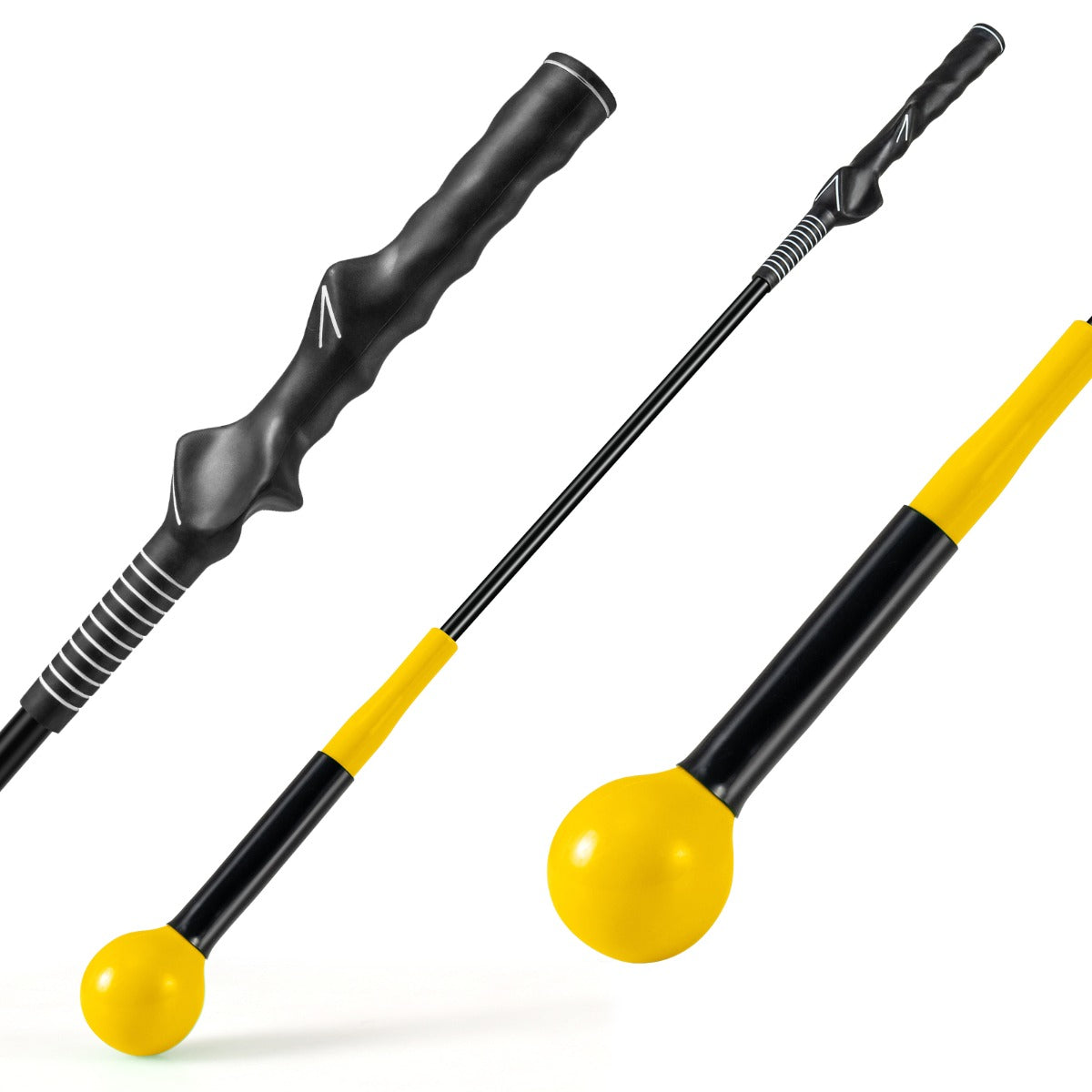 Golfsvingtränarhjälp – Träningshjälp med Vikt Huvud för Grepp Rytm Flexibilität Balans – 80 cm – Gul