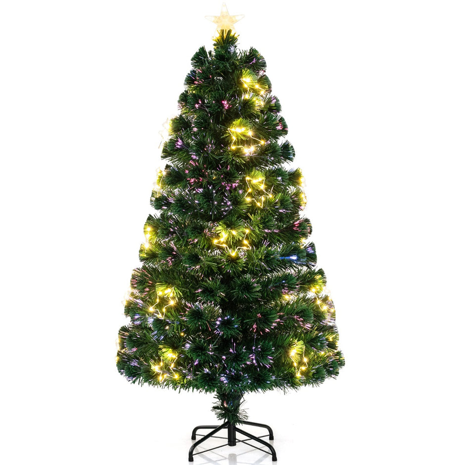 Konstgjord – julgran av glasfiber med belysning – 150 cm – Grön