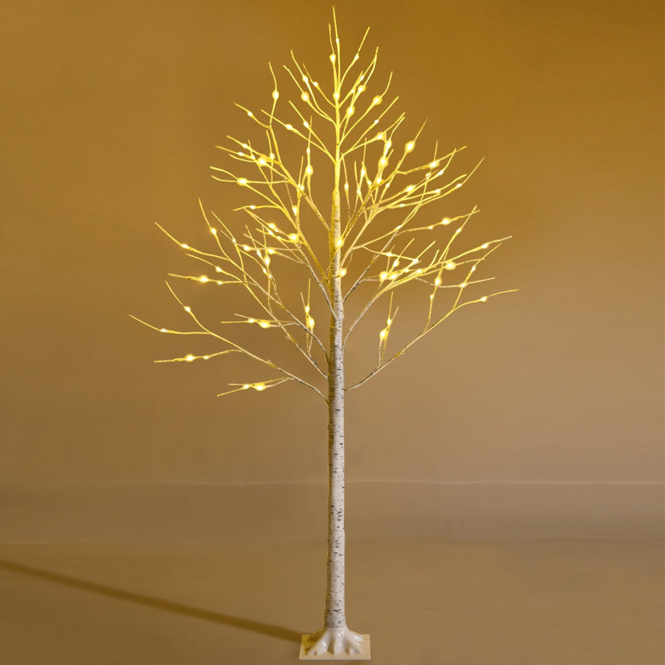 Konstgjord – björk med varmvita LED lampor för julvit – 48 180 cm – Vit