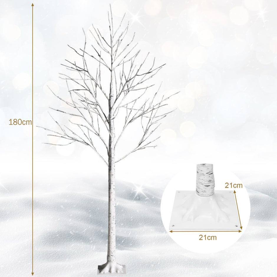 Konstgjord – björk med varmvita LED lampor för julvit – 48 180 cm – Vit