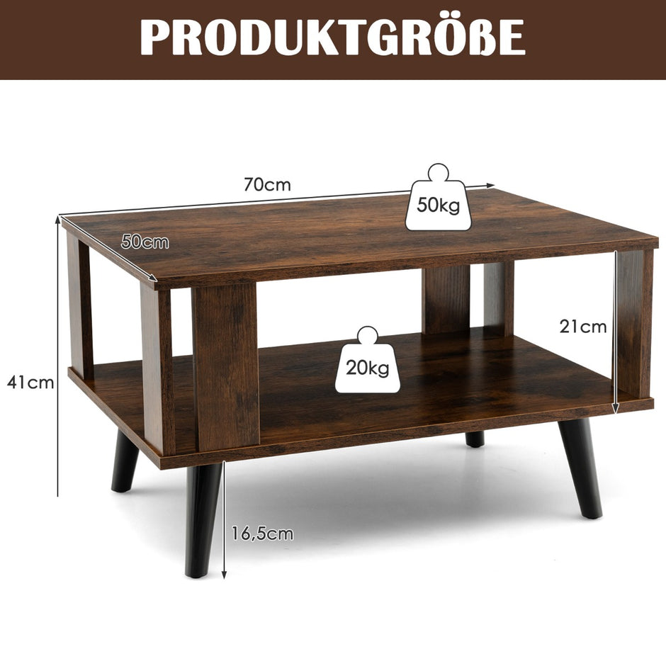 Soffbord – för små utrymmen vånings av trä – 2 70 x 50 x 41 cm – Rustik brun
