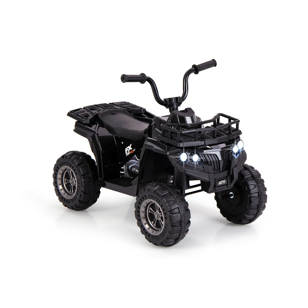 6V – barnelektrisk fyrhjuling med framåt och bakåtfunktion Elbil ATV – Svart