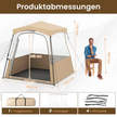 Genomskinligt – pop up sporttält, transparent campingtält, utomhus allvädersskydd med bärväska, – 160 x 160 x 176 cm – Brun