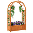 Blomlåda – med spaljé, högbädd och böjd tak, rosenträ planteringslåda, trä – 83 x 36 x 146 cm – Brun