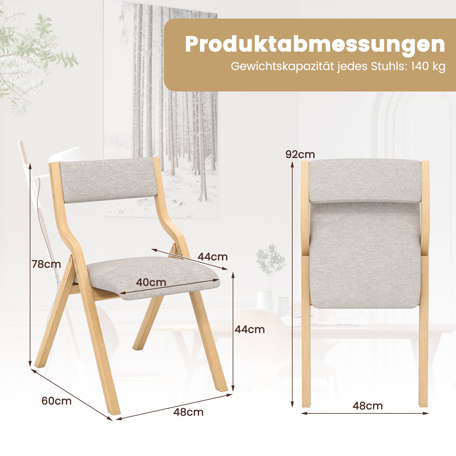 pack – matstolar med stoppade säten och massivträram, fällstolar i naturutförande – 2 – Natur