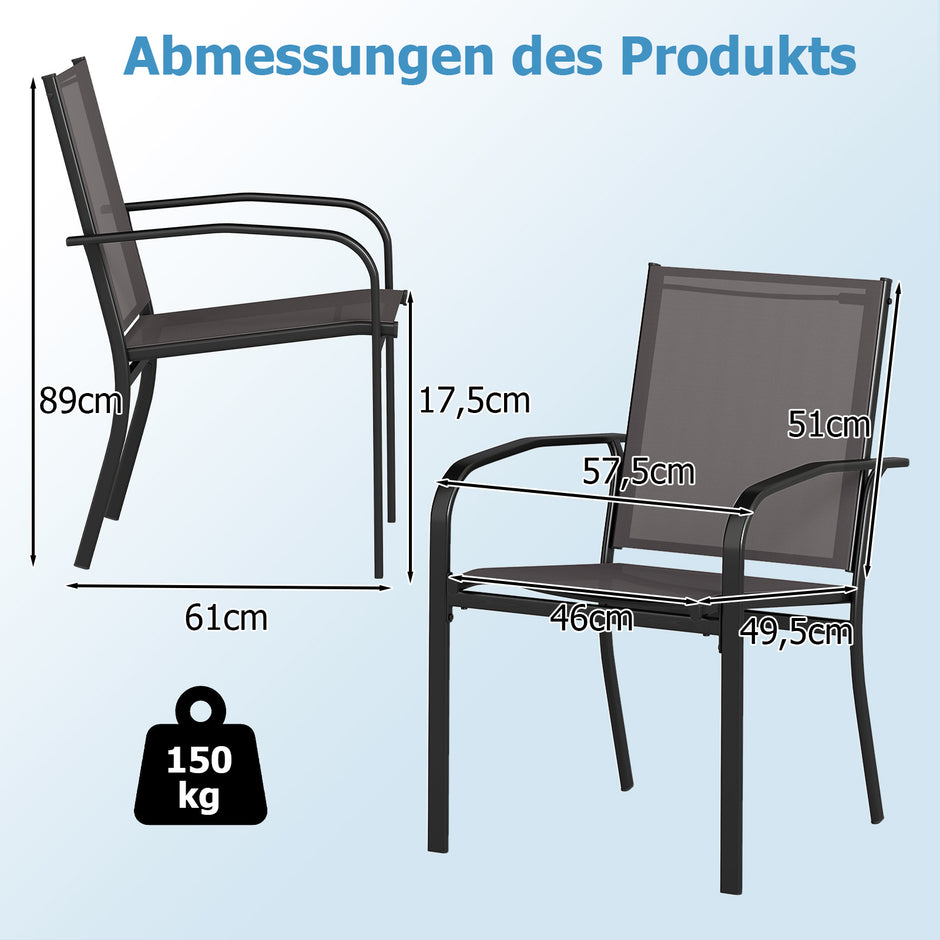 Utomhus – matsalsstolset med st stapelbara terrass slingstolar andningsbart tyg i grått – 4 – Grå