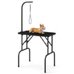 Hopfällbart – hundvårdsbord, justerbart husdjursvårdsbord, trimningsbord med slingor, – 80,5 x 46 x 76,5 cm – Svart