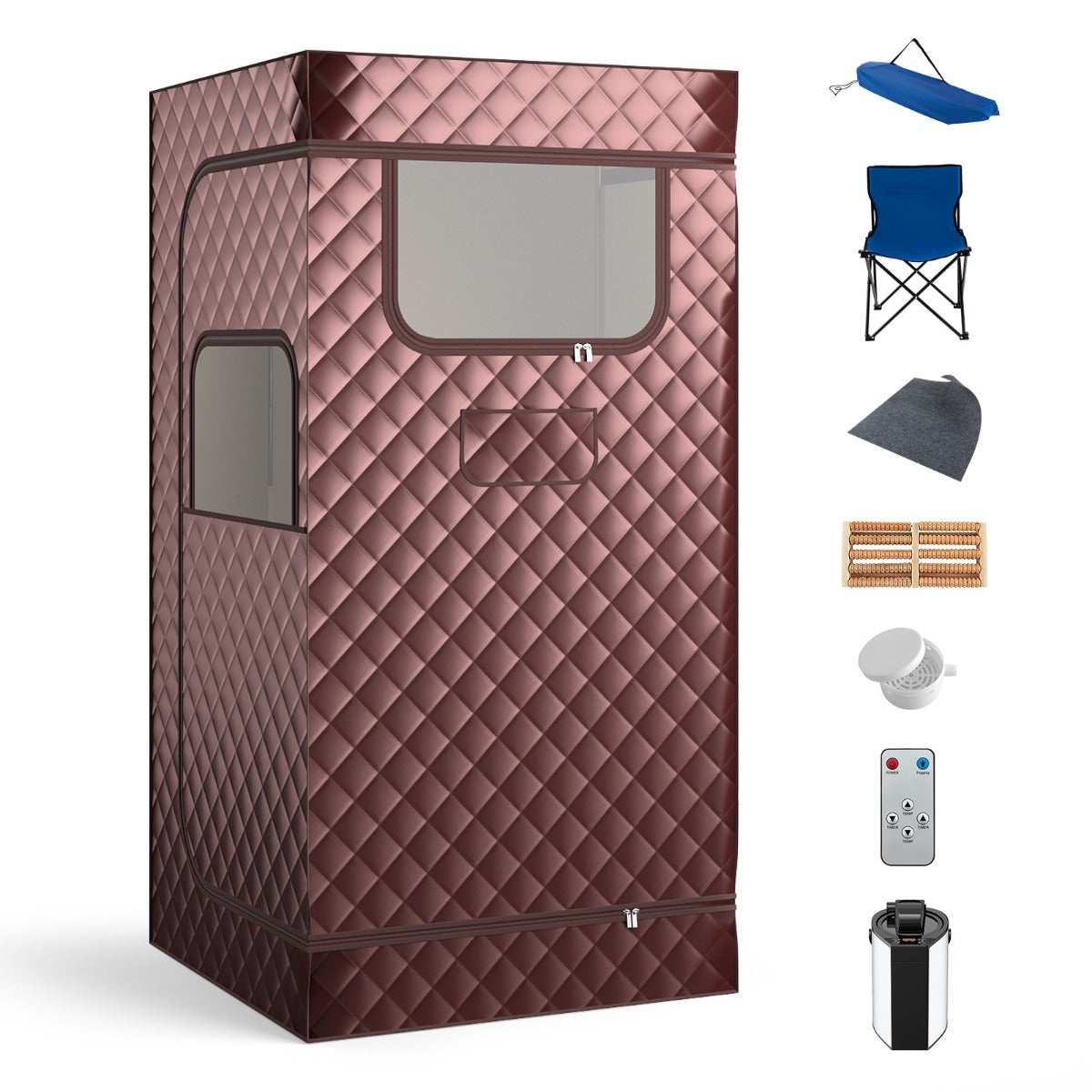 Ångbastu – hemmabastu för hem helkroppsbastubox med liters ånggenerator – 3 91 x 91 x 183 cm – Kaffe