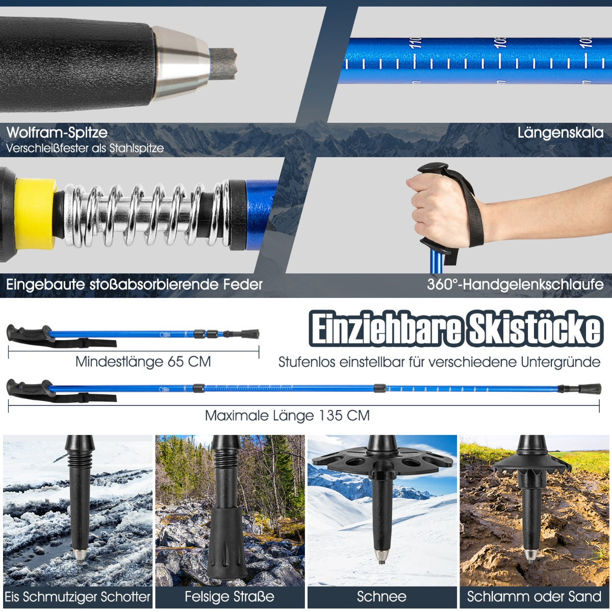 i – snöskor set med dubbel spännsystem – 4 1 78 cm – Marinblå