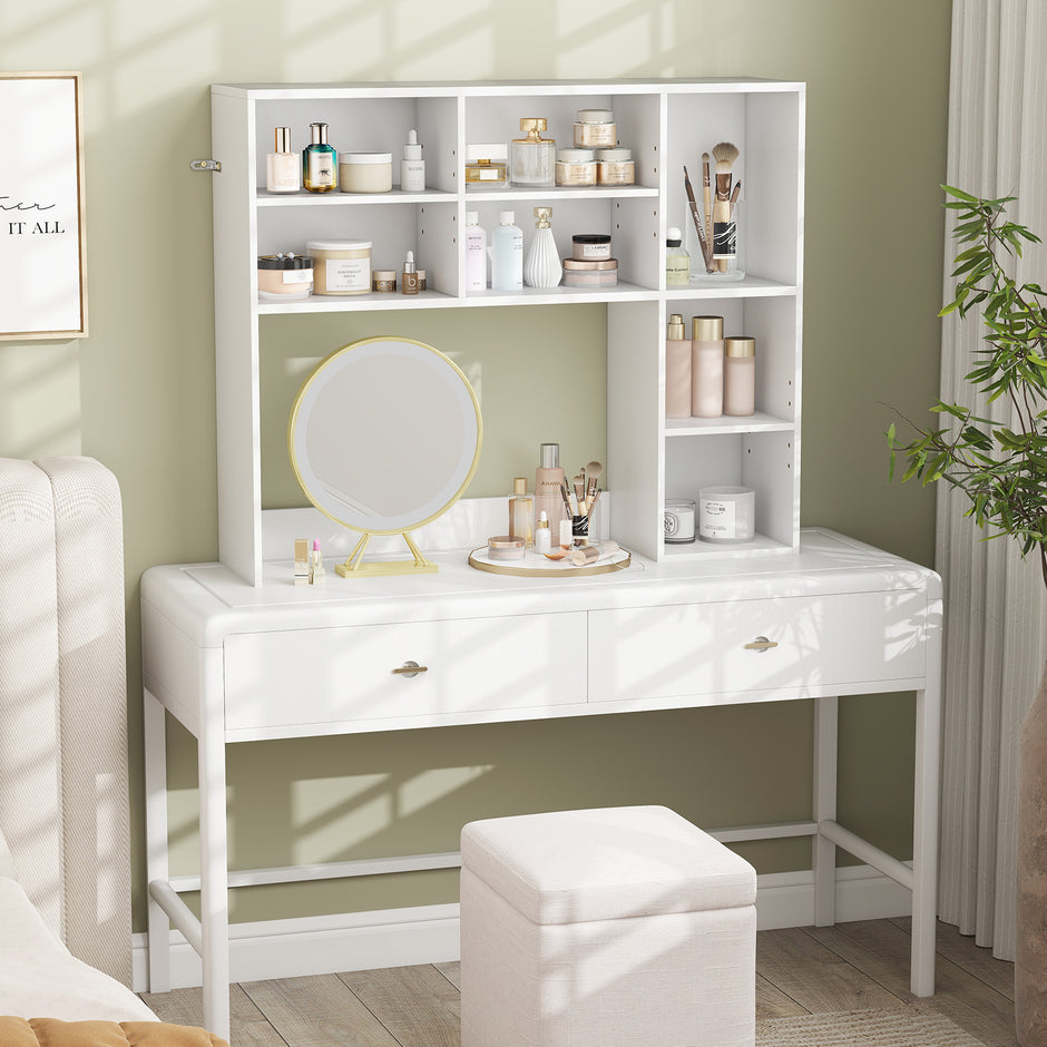 Skrivbordshylla – med fack Skrivbordstillsatsbokhylla – 7 – Vit
