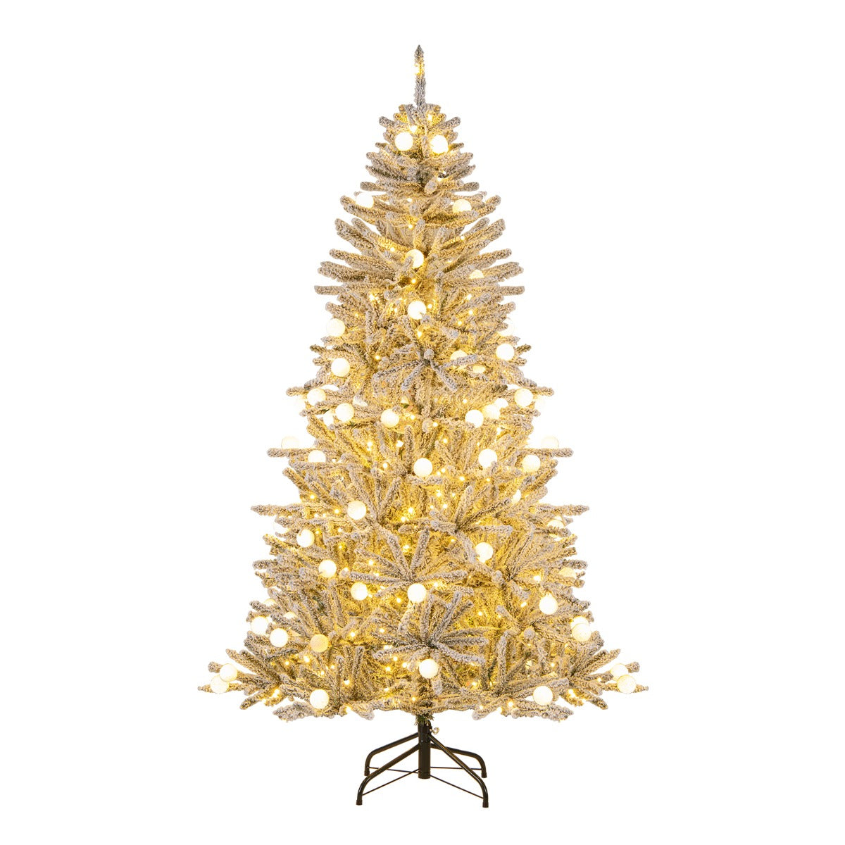 Snöbelagd – konstgjord julgran med kulor, varmvita LED lampor och grenspetsar – 51 250 637 180 cm – Silver