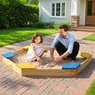 Sexkantig – Sandlåda av Trä öppen med Odlingslåda Kombination – 140 x 122 x 14 cm – Färgglad