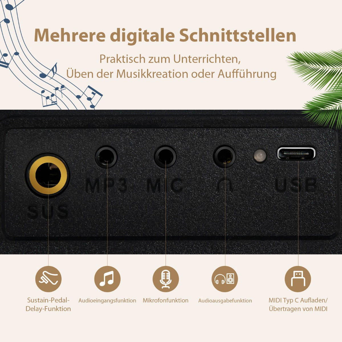 Elektronisk – klaviatur tangentbord Elektriskt piano Digital keyboard Musikinstrumentset – 88 – Svart och vit