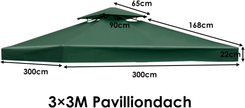 Ersättningsöverdrag – Terrasstak för dubbelplanspaviljong – 300 x 300 cm – Grön