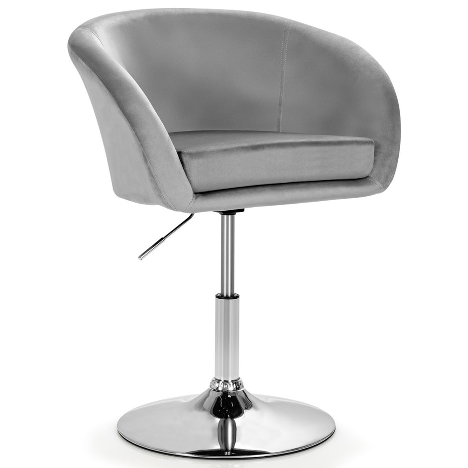 Swivel – Velvet Chair Höjdjusterbar barpall med runt ryggstöd och elastisk sits – Grå