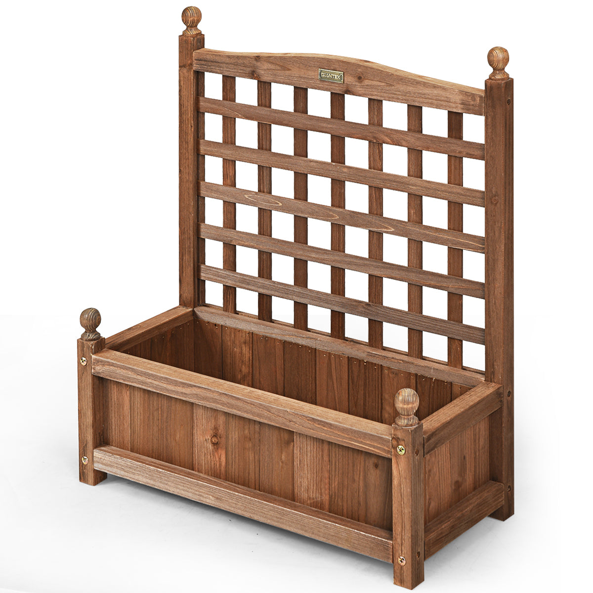 Trädgårdsspaljé – blomlåda med i massivt trä plantering mörkbrun – 64,5 x 28 x 75 cm – Brun