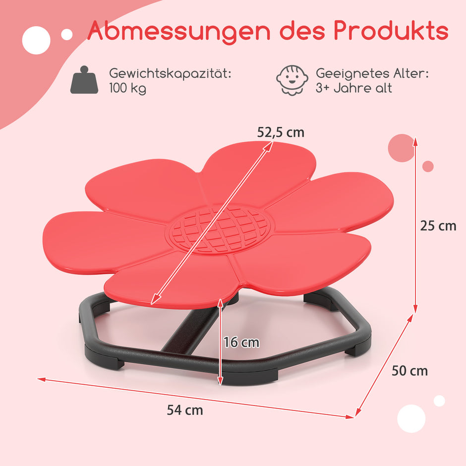 Sensorisk – snurrstol barn 360° Karusell Autism med halkfri metallbas Blomma – Röd