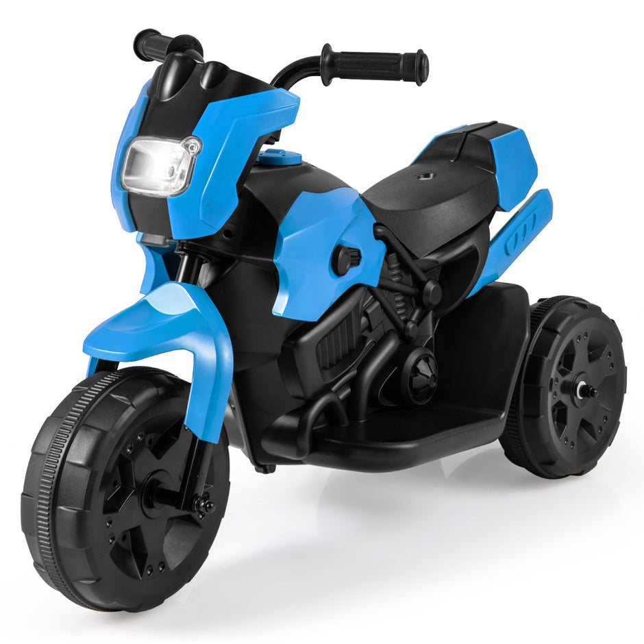 6V – Barnmotorcykel Hjul Elektro Med LED Scheinwerfer Fotpedal Batteridriven Lekfordon – 3 – Mörkblå