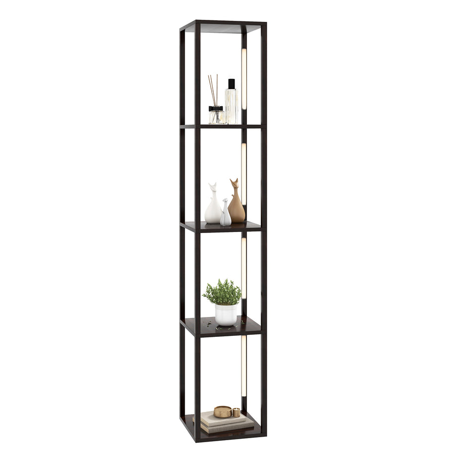 Golvlampa – Hylla Modern Stålampe med stegs dimbara LED lampor – 3 163 cm – Brun