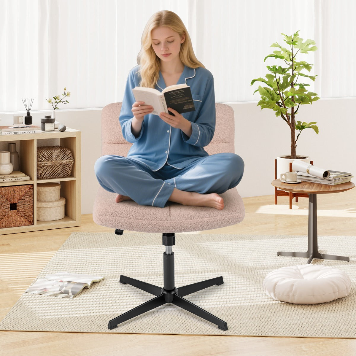 Schneidersitz – Stol utan armstöd med bred sits – Rosa