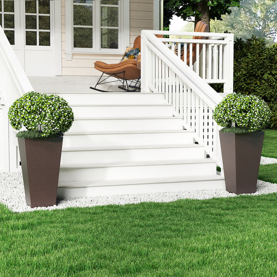 stycken – planteringskärl med innerkruka Väderbeständiga blomkrukor dräneringshål – 2 – Brun