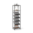 våningars – vinställ Flaskställ med tippskydd rader glashållare och öppna hyllor – 7 2 – Svart