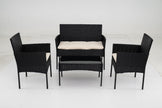 Rattangårdsmöbler – set med stolar, bänk, bord och kudde, sittgrupp, trädgårdsmöbler – 2 – Beige