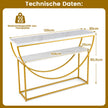 Smalt – konsolbord med marmorplatta nivåer soffbord entrébord – 2 120 x 30 x 80,5 cm – Vit