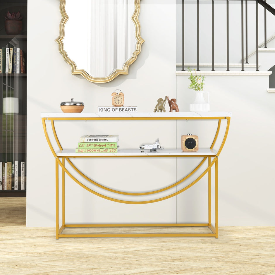 Smalt – konsolbord med marmorplatta nivåer soffbord entrébord – 2 120 x 30 x 80,5 cm – Vit