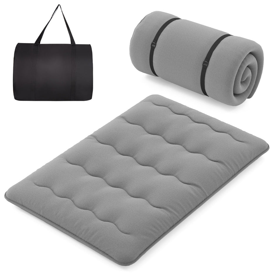 Japansk – futonmadrass med tvättbart överdrag och bärväska Tatami matta – 140 x 200 cm – Grå