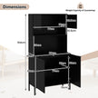 Köksskåp – med Laddningsstation hög Vinskåp Vinglas Hållare Buffé Sideboard – 164 cm – Svart