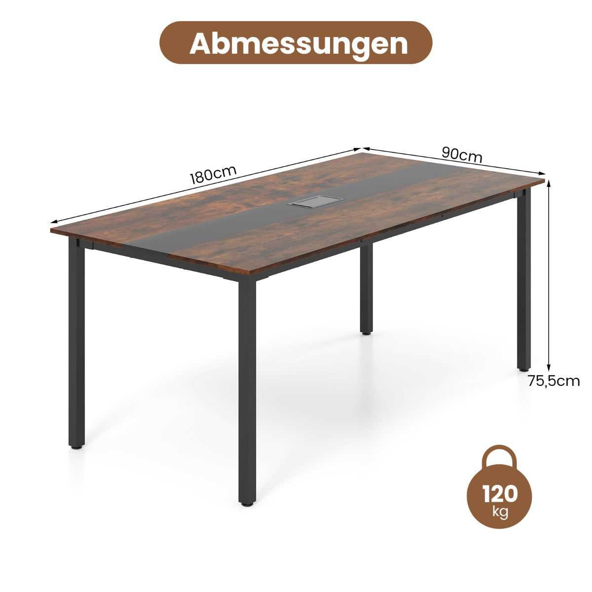 Konferensbord – för personer mötesbord rektangulärt seminarbord – 8-10 180 x 90 cm – Brun
