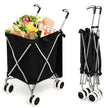 Kundvagn – Fällbar Shoppingvagn med hjul – 66 x 46 x 94,5 cm – Svart