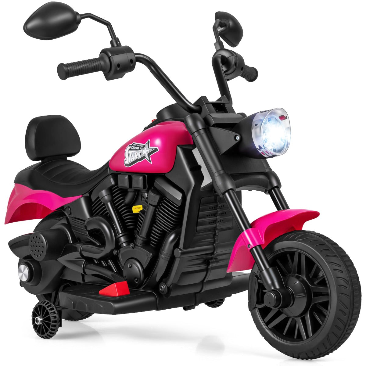 6V – elektrisk barnmotorcykel Chopper med musik, strålkastare, fotpedal och stödhjul – 2 – Rosa