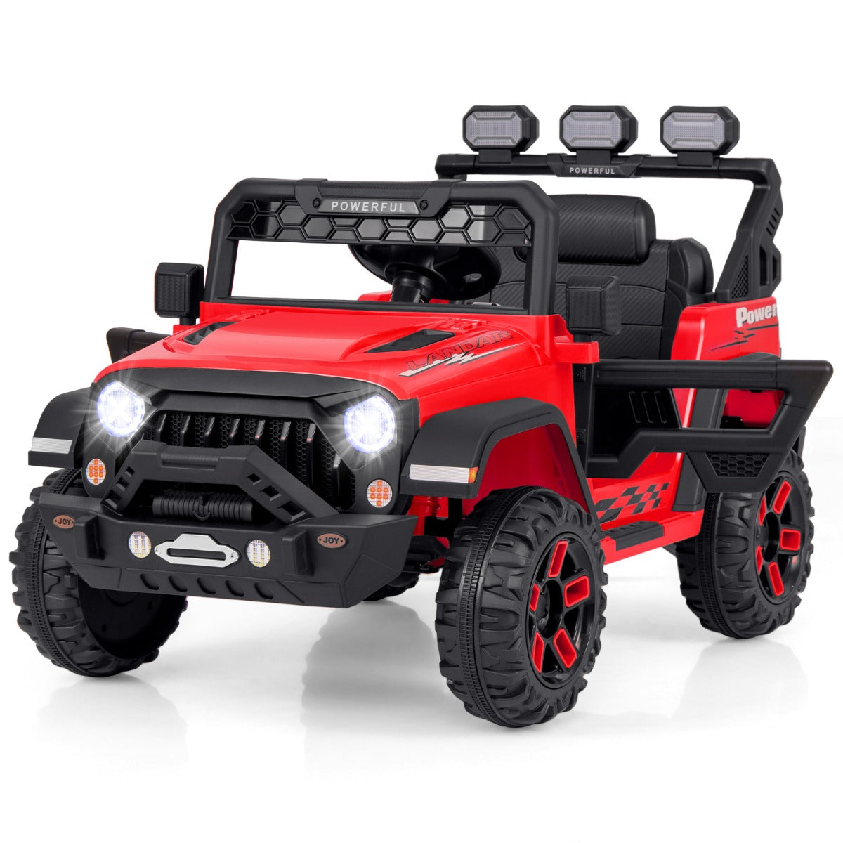 Elbil – för barn med 2,4G fjärrkontroll och USB ljus musik 12V Jeep Bil – Röd