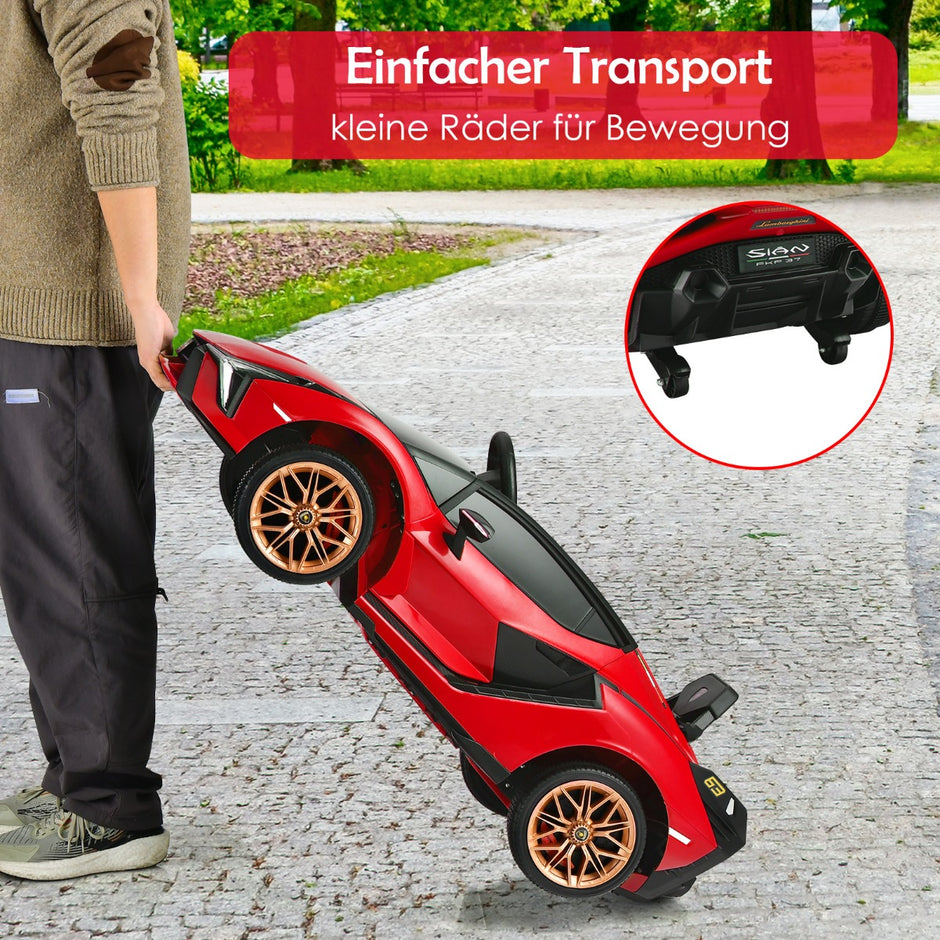 12V – Lamborghini barnbil med 2,4G fjärrkontroll 3-5km/h MP3 – Röd