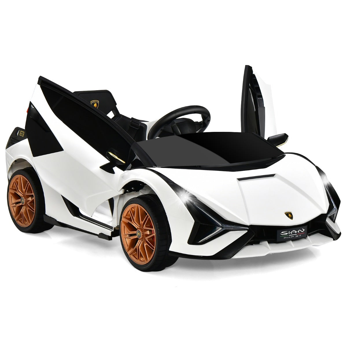 12V – Lamborghini barnbil med 2,4G fjärrkontroll 3-5km/h MP3 – Vit