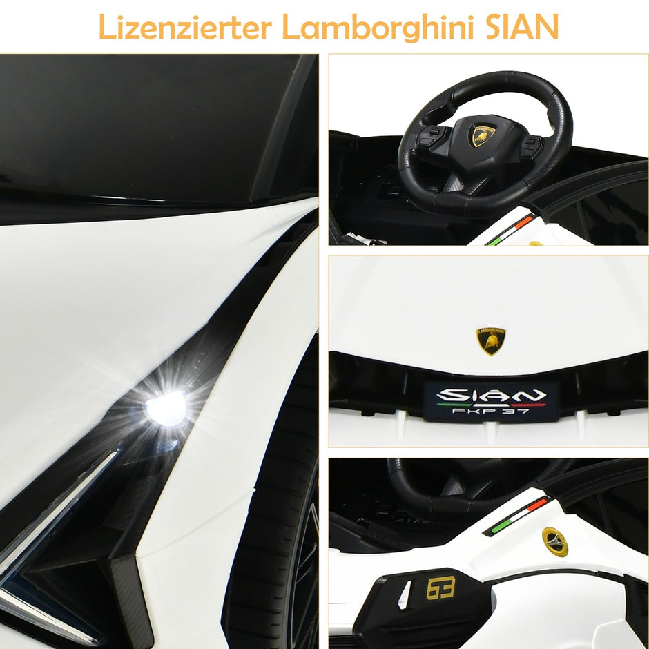 12V – Lamborghini barnbil med 2,4G fjärrkontroll 3-5km/h MP3 – Vit