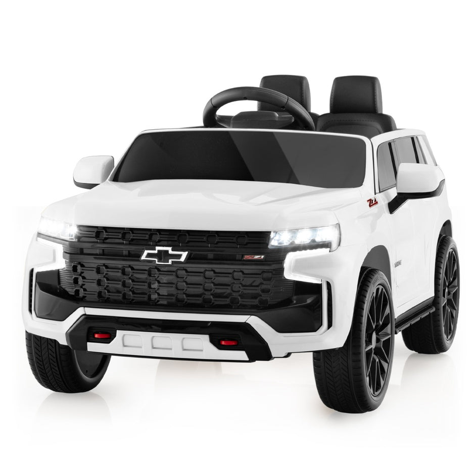 Chevrolet – elbil för barn med 2,4G fjärrkontroll och fjädring lampor musik – Vit