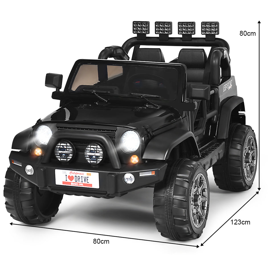 12V – elbil batteridrivet elfordon med säten – 2 123 x 80 x 80 cm – Svart