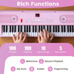 Tangenter – Pianoklavier med stativ och mikrofon bärväska Digitalpiano E – 61 – Rosa