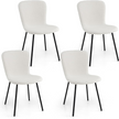 Set – med matsalsstolar stoppade köksstolar ryggstöd – 4 47 x 58 x 86 cm – Beige