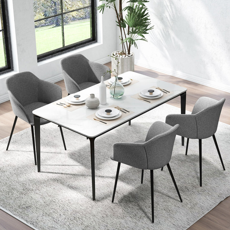 Set – med matsalsstolar Stoppad ergonomiskt ryggstöd – 2 – Grå